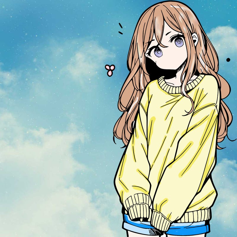 manga teen girl  in a sweater and baggy pants