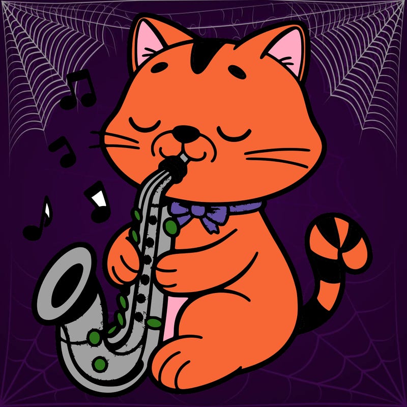 cat with a saxophone