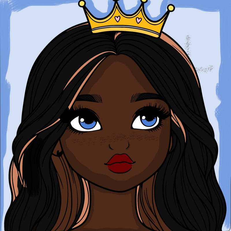 a realistic girl with a crown on