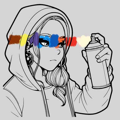 a realistic girl, spray painting