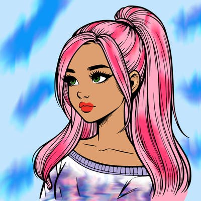 realistic girl with a high ponytail