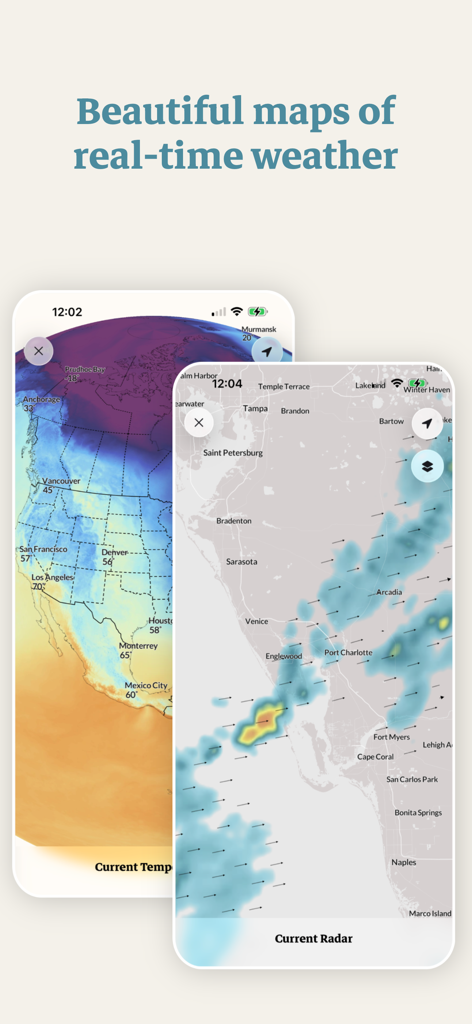 Real-time weather radar and temperature maps in the Acme Weather app