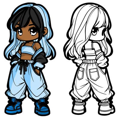 girl in crop top and baggy pants