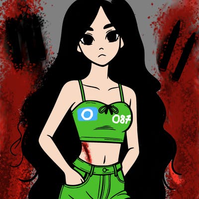 girl with long hair and crop top