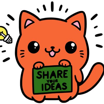 a cute cat saying share your ideas