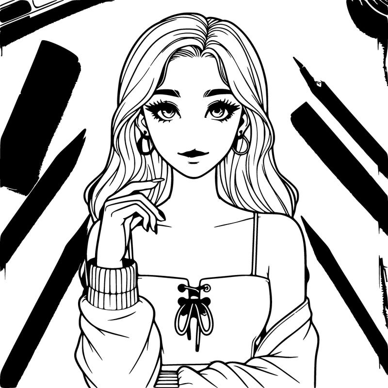 aesthetic themed realistic girl