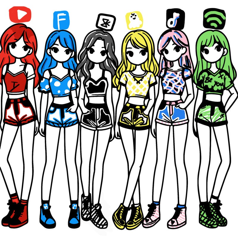 a group of girls wearing crop tops and shorts