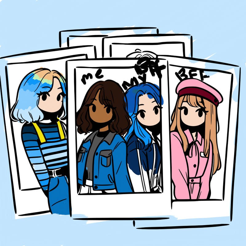 polaroid photo of 4 girls