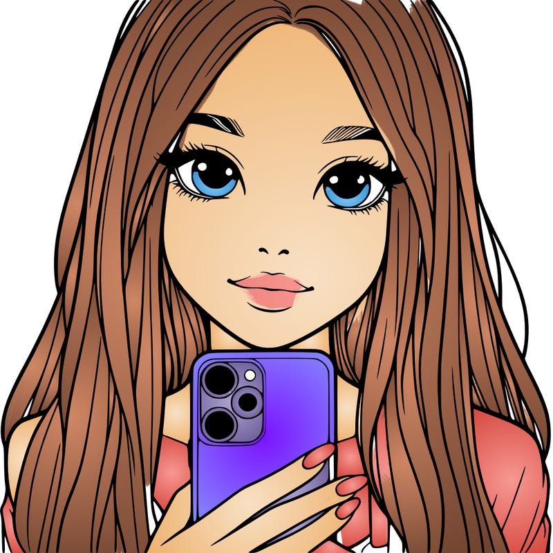 realistic girl with a phone