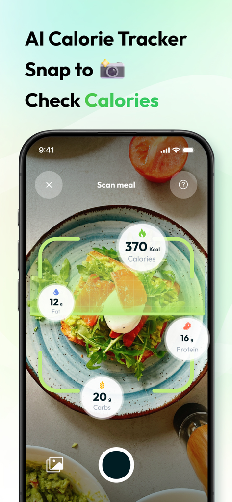 CalCam: AI Diet & Health - CalCam app using AI to scan a meal and display calorie and protein data