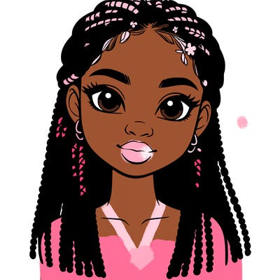 a realistic black girl with braids