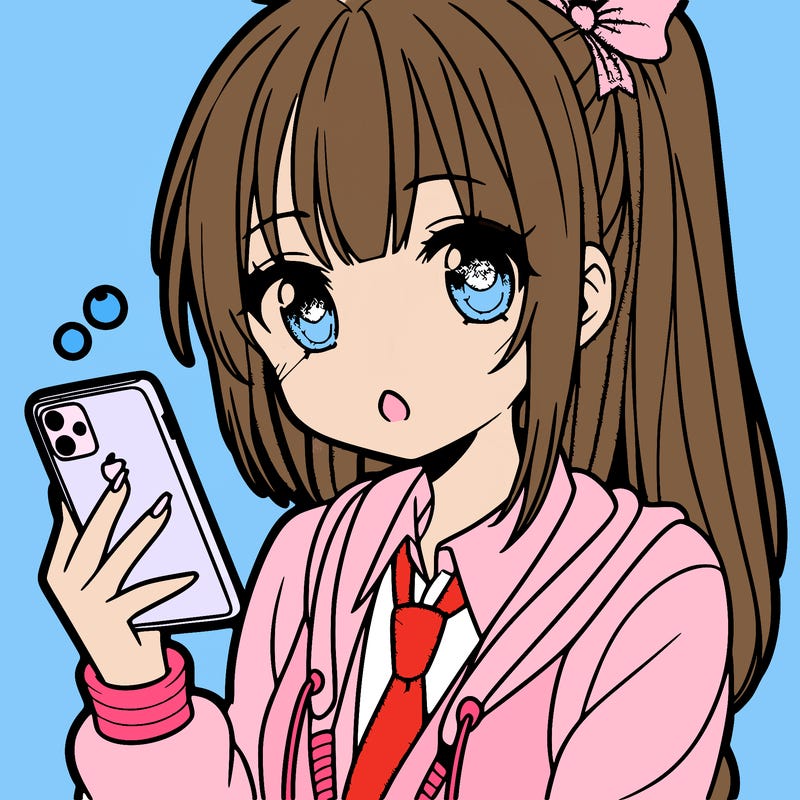 anime girl with a phone