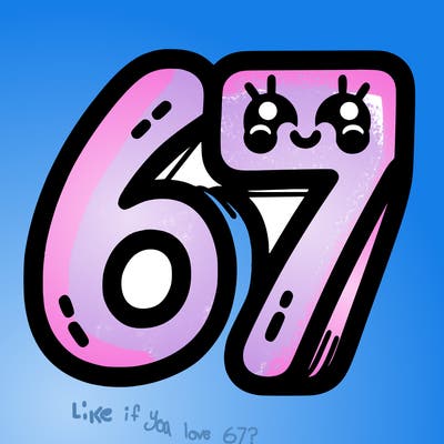 the numbers 67