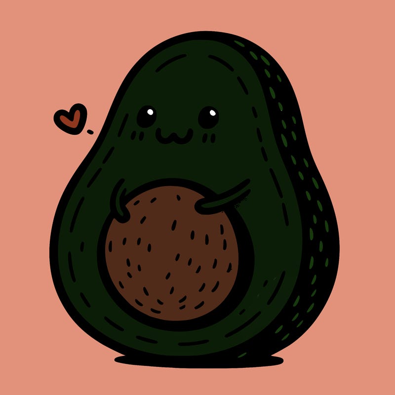 an avocado hugging an avocado