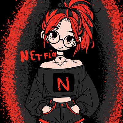 girl with a messy ponytail glasses a baggy crop top and jean shorts