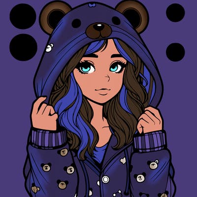 realistic girl in a animal pjs hoodie