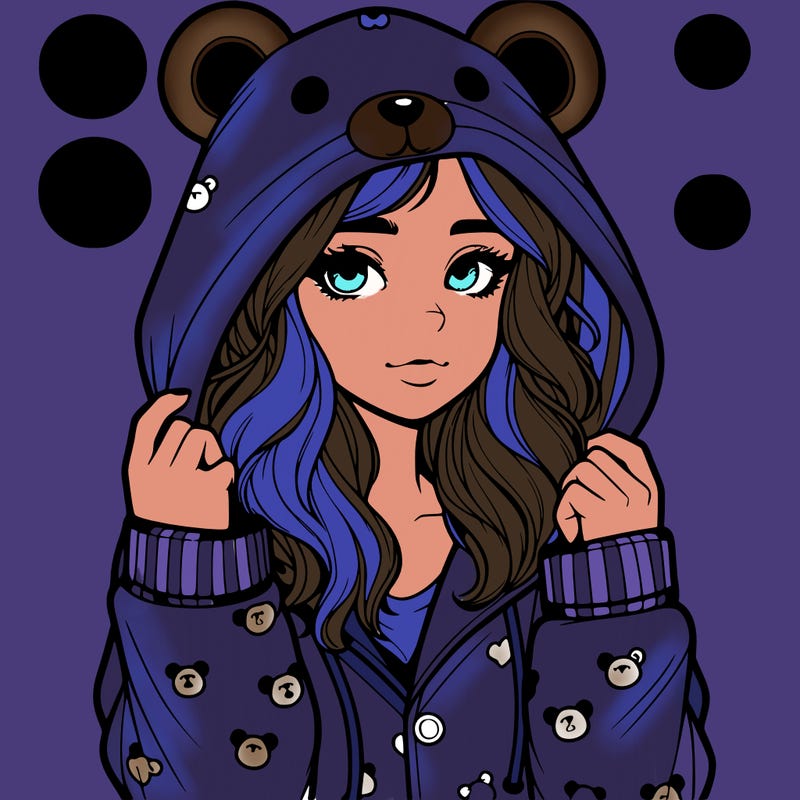 realistic girl in a animal pjs hoodie