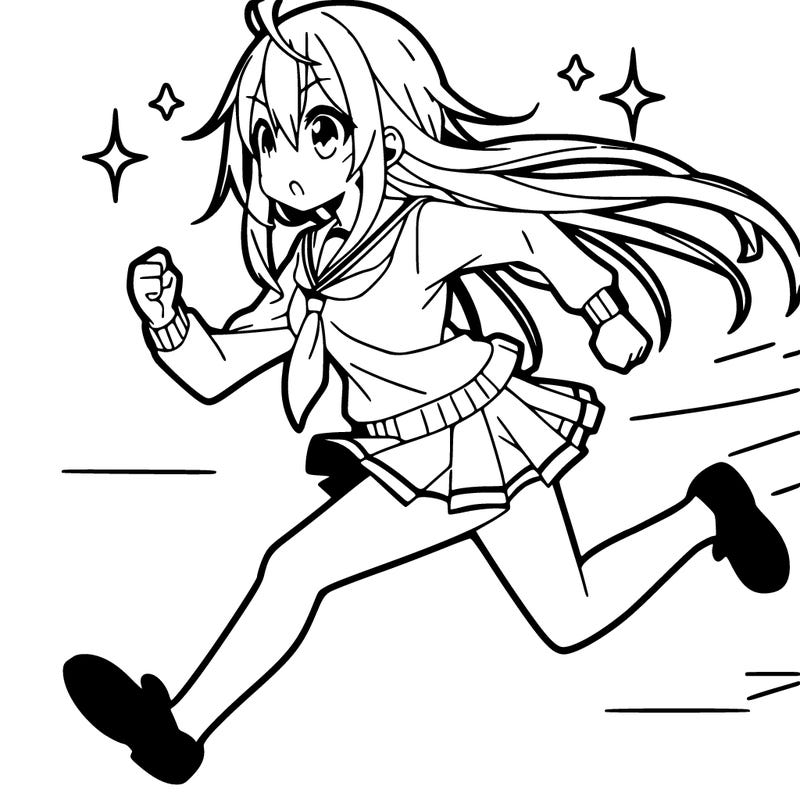 a anime girl running