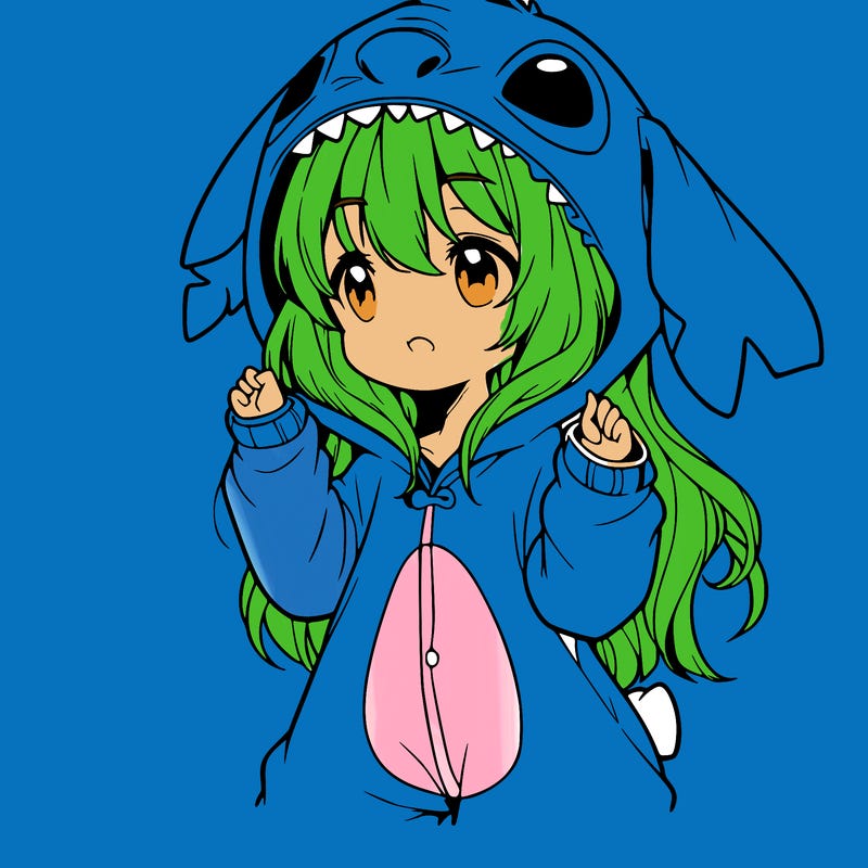 anime girl in a stitch onsie