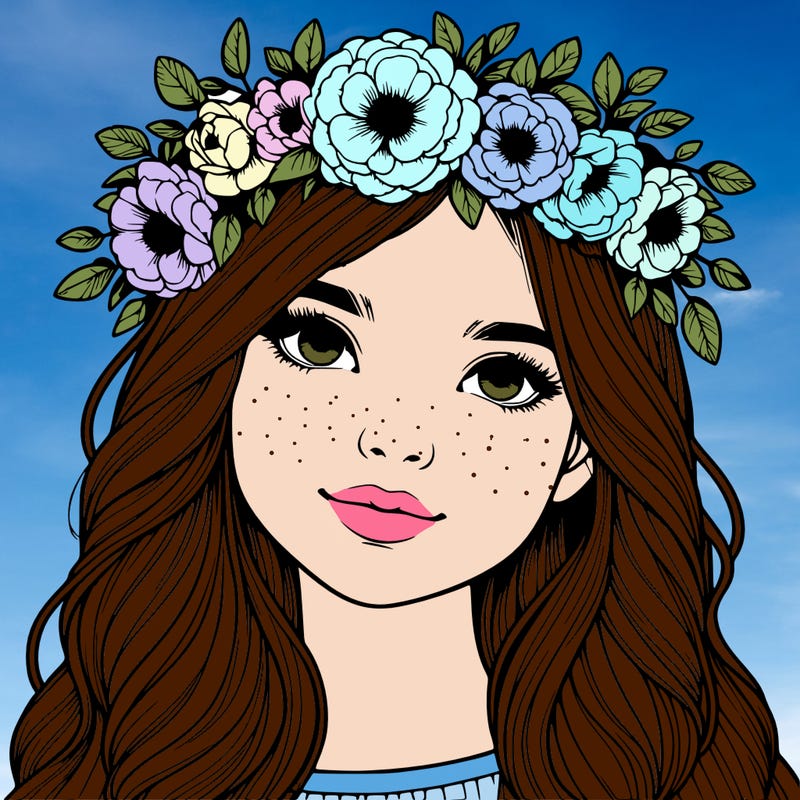 realistic girl with flower crown