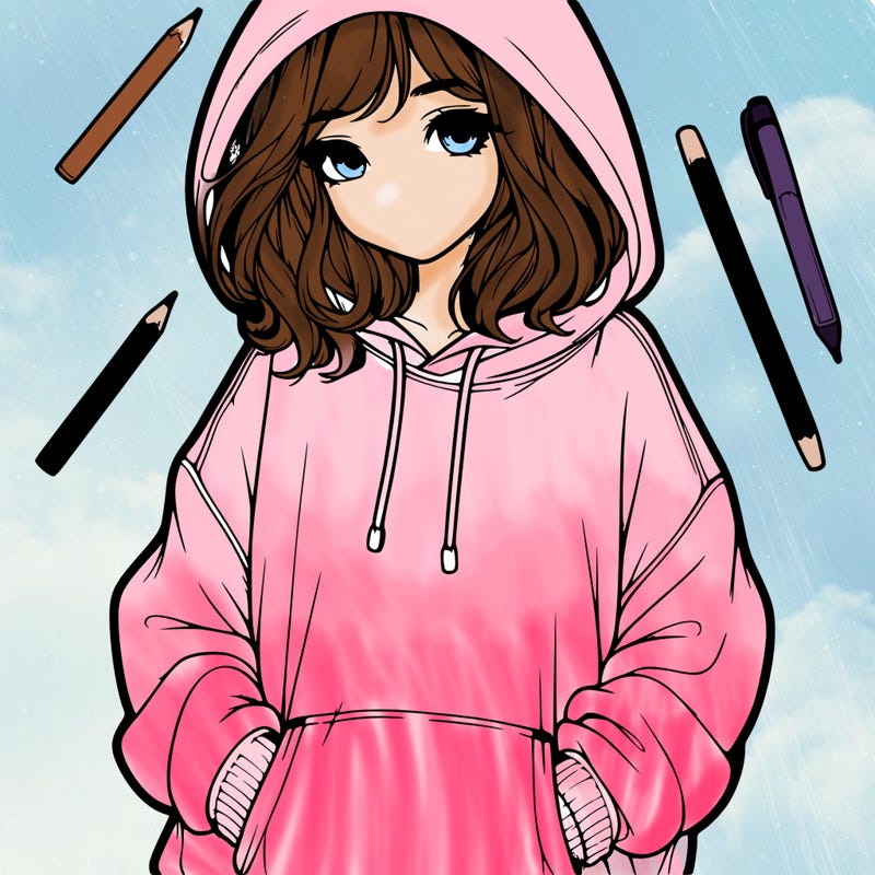 realistic girl in oversized hoody