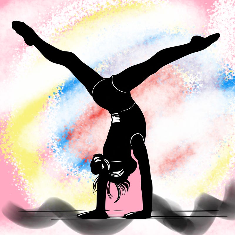 realistic gymnastic hand stand girl in four splits