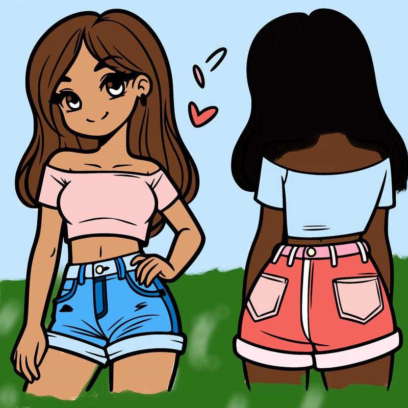 girl with short jeans and a crop top