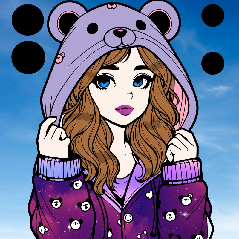 realistic girl in a animal pjs hoodie