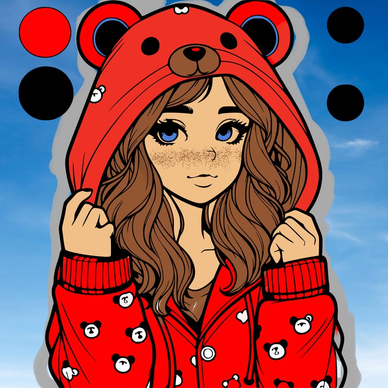 realistic girl in a animal pjs hoodie