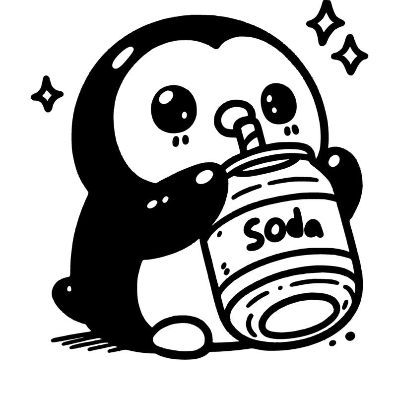 penguin drinking soda