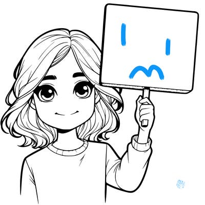 realistic girl holding up a sign