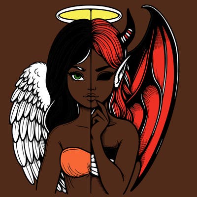 realistic angel half demon