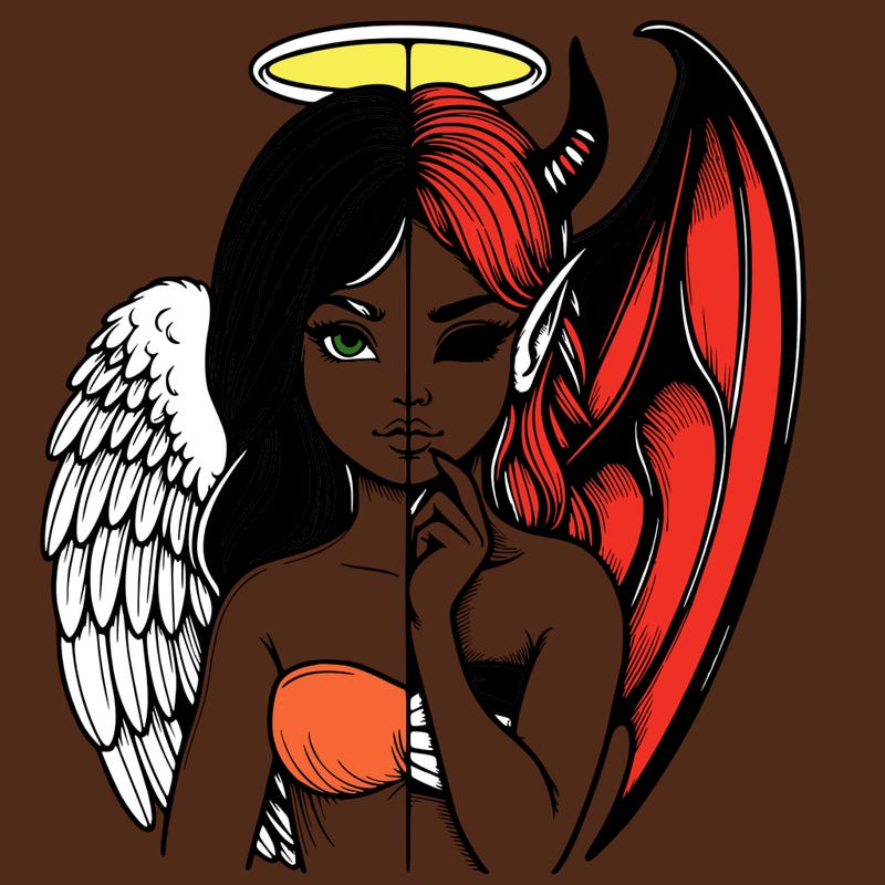 realistic angel half demon