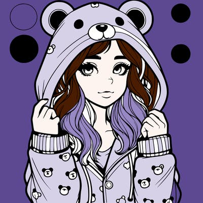 realistic girl in a animal pjs hoodie