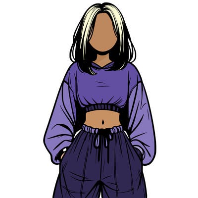 realistic girl faceless with baggy pants and a crop top