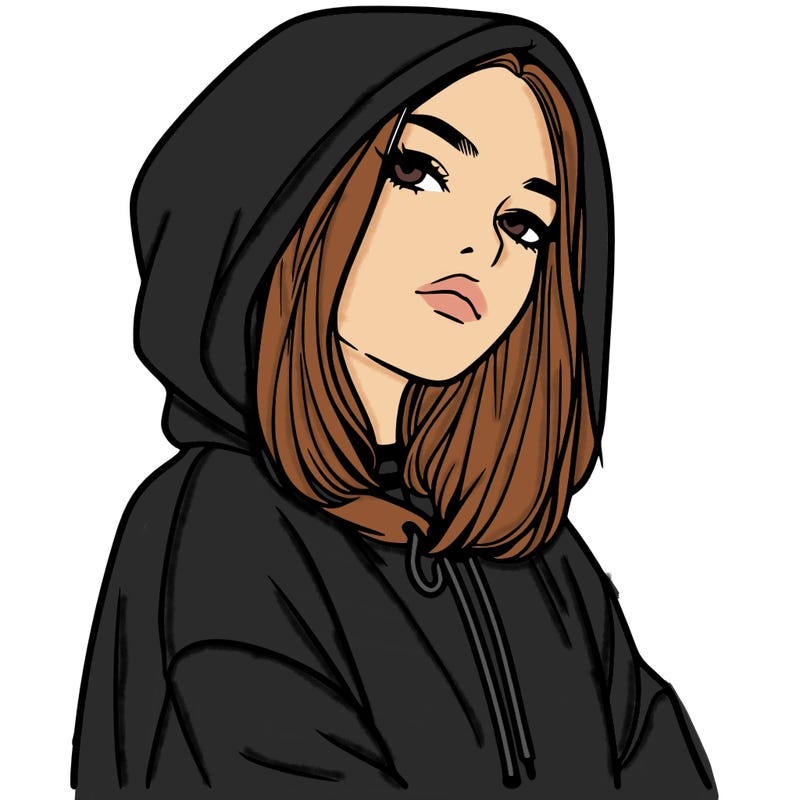 a realistic girl in a hoodie