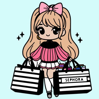 preppy girl with big sephora bags