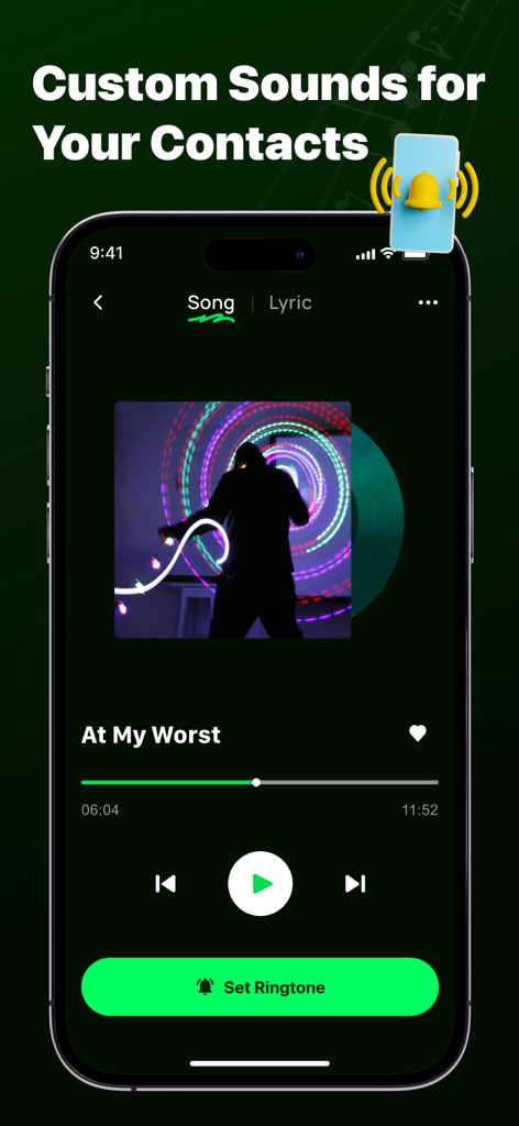 AI Ringtones：Ringtone Maker - Interface de sons de contato personalizados no aplicativo AI Ringtones