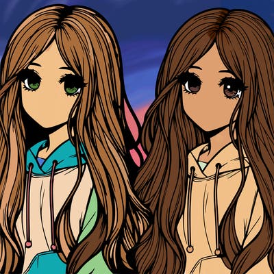 realistic girl with long hair and cute face with a hoodie