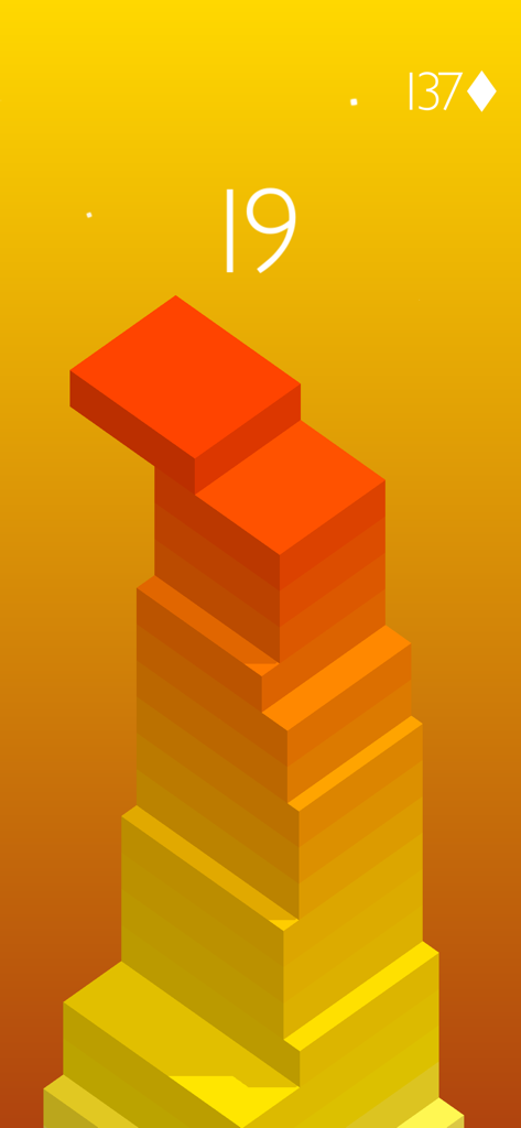 A minimalist tower of colorful blocks in the Stack mobile game