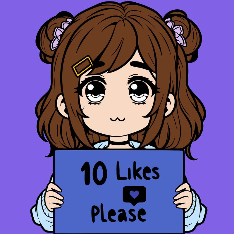 a girl with a sign saying 10 likes please