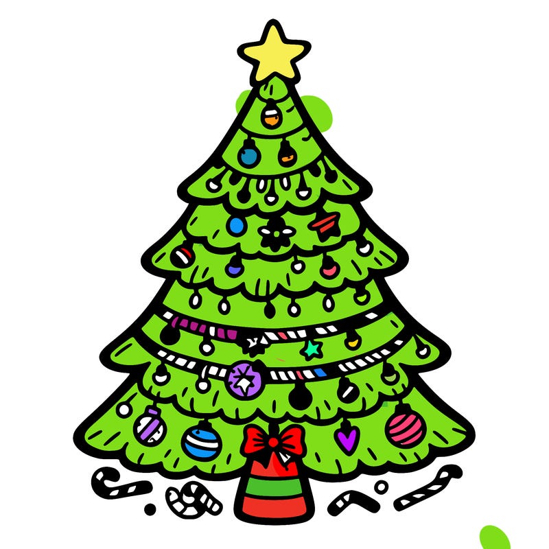 christmas tree with lots of details