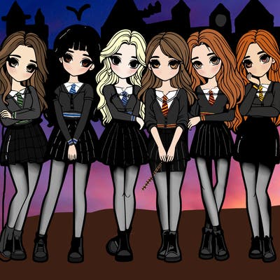 a group of girls realistic