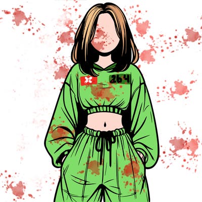 realistic girl faceless with baggy pants and a crop top