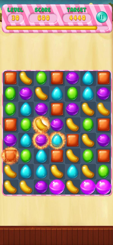 Candy Rescue Frenzy - A vibrant grid of matching candies in the Candy Rescue Frenzy mobile game