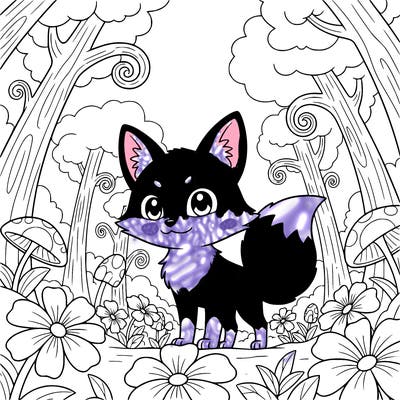 cute anime spirit fox in a pretty spirit forest