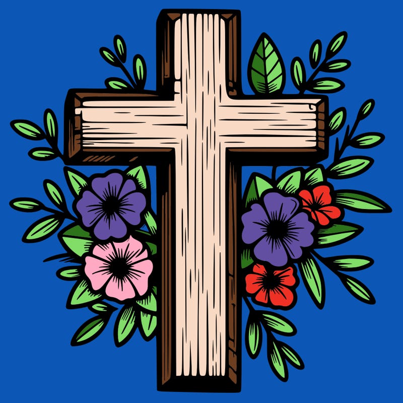 cross with flowers