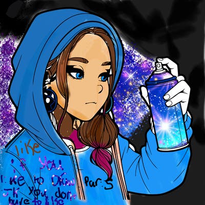 a realistic girl, spray painting