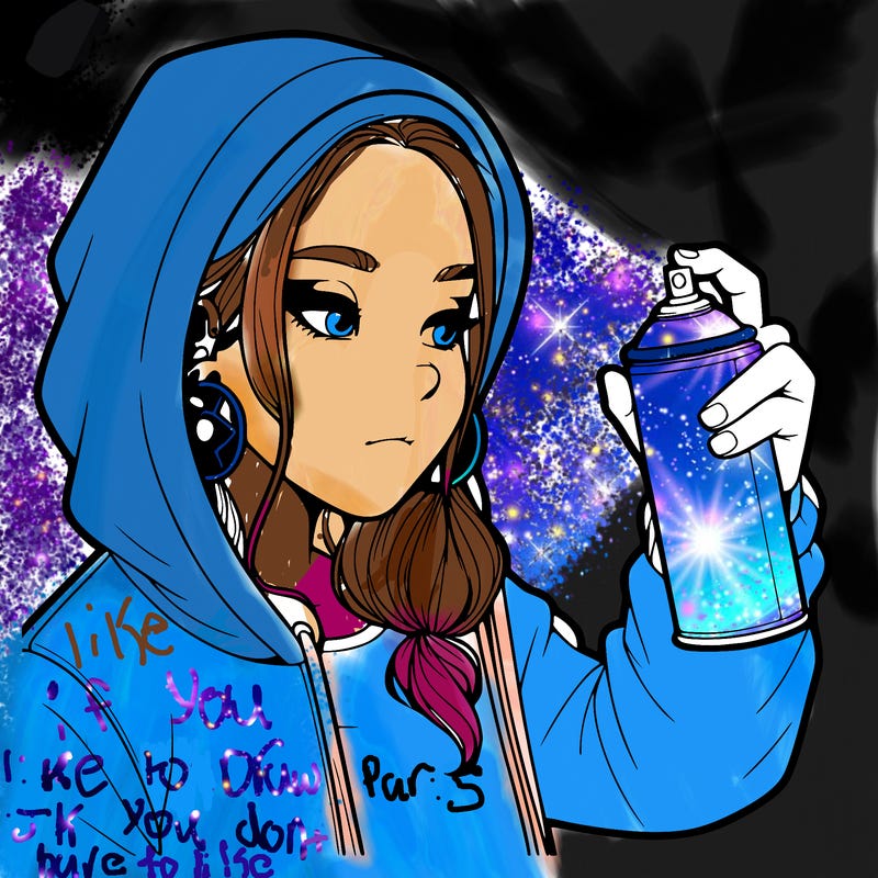 a realistic girl, spray painting