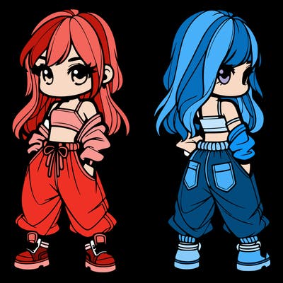 girl in crop top and baggy pants